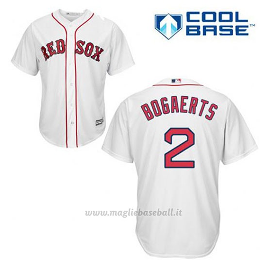 Maglia Baseball Uomo Boston Red Sox 2 Xander Bogaerts Bianco 1ªCool Base